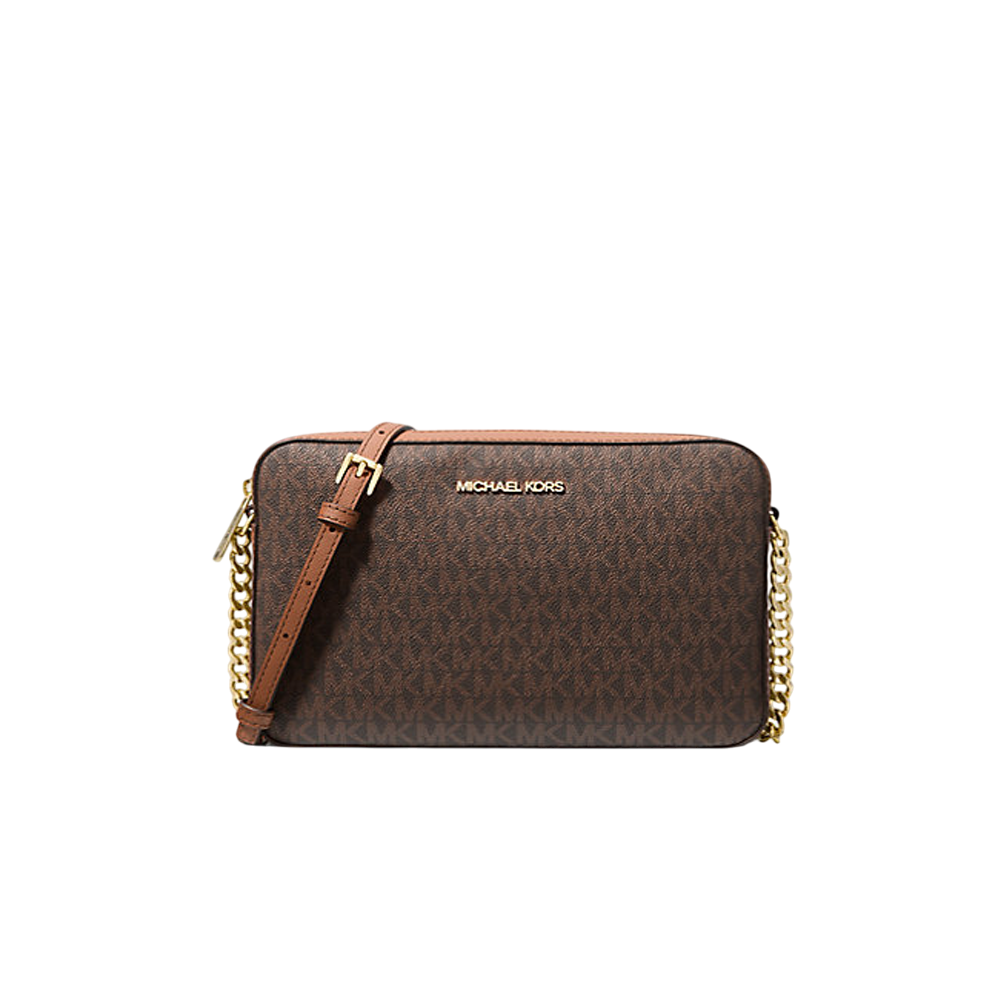 Cartera Crossbody Michael Kors Jet Set Large Printed Logo Bag Café